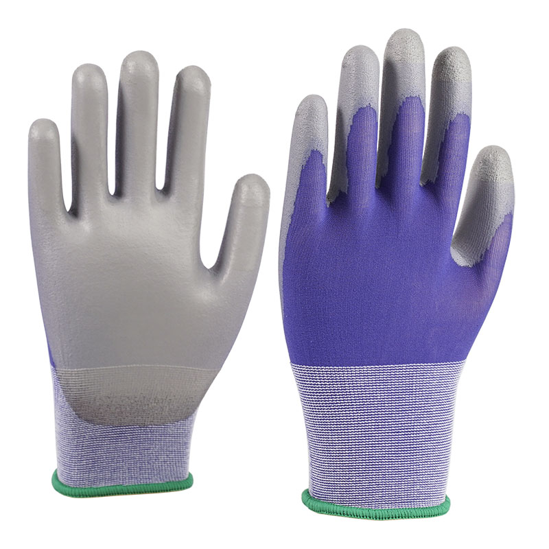 21 Gauge PU Nylon Gloves Sininen