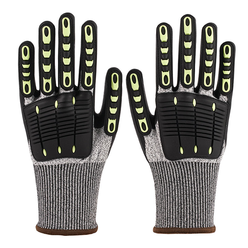 13 Gauge Hampputuhka TPR Sport Gloves A5 + nitriilillä kyllästetty kiiltävä liima + ulkopuolelta ommeltu palmupuuvilla