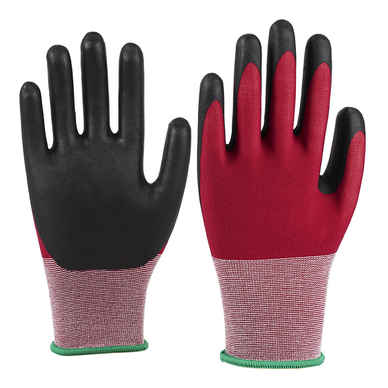 21 Gauge Nylon Gloves Ultra Fine Foaming Wine Red